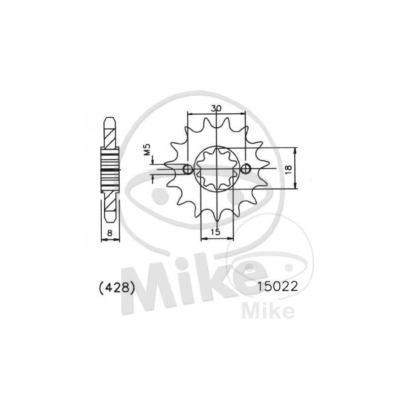 ESJOT Fine gear transmission pinion 13T 428 Ø15/18 726.22.64