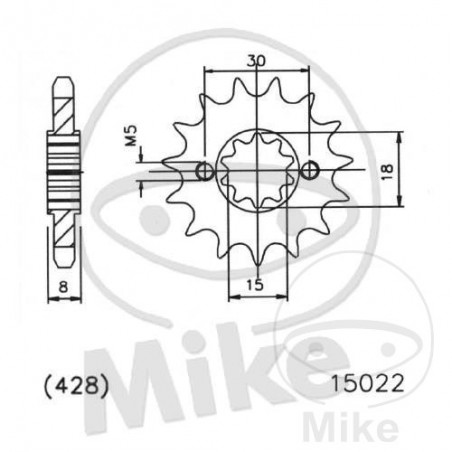 ESJOT Piñón transmisión engranaje fino 13T 428 Ø15/18 726.22.64