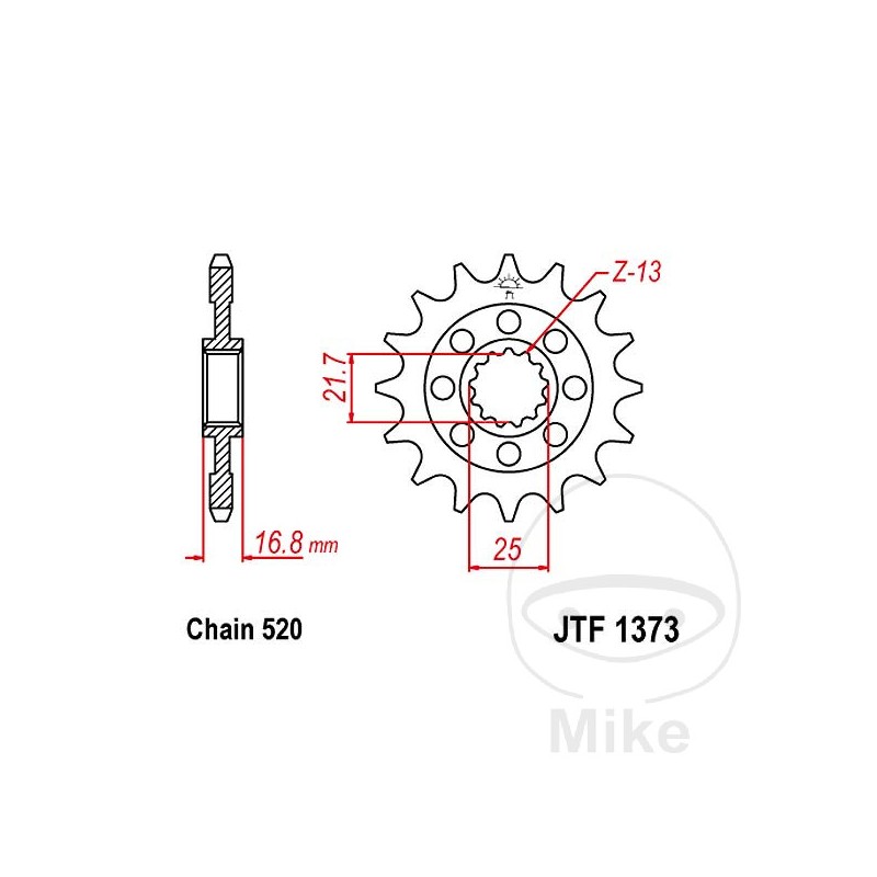 JT SPROCKETS Pinion transmission racing fine gear 15T P-520 Ø21.7/25MM 726.01.72