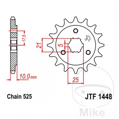 JT SPROCKETS Piñón transmisión engranaje grueso 14T P-525 5 Ø21/25MM 726.47.08