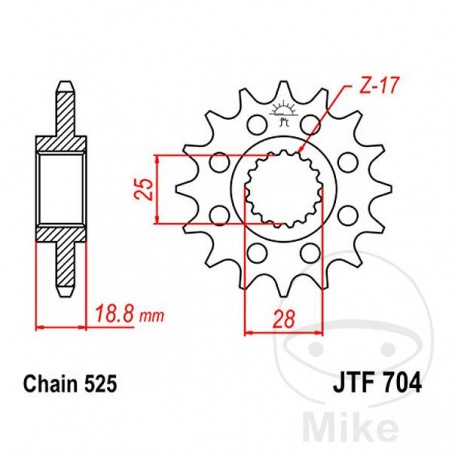 JT SPROCKETS Piñón transmisión racing 17T P-525 ALTN: 7260407 726.97.98