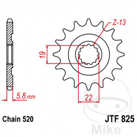 JT SPROCKETS Piñón transmisión engranaje fino 13T 520 Ø19/22 726.04.15