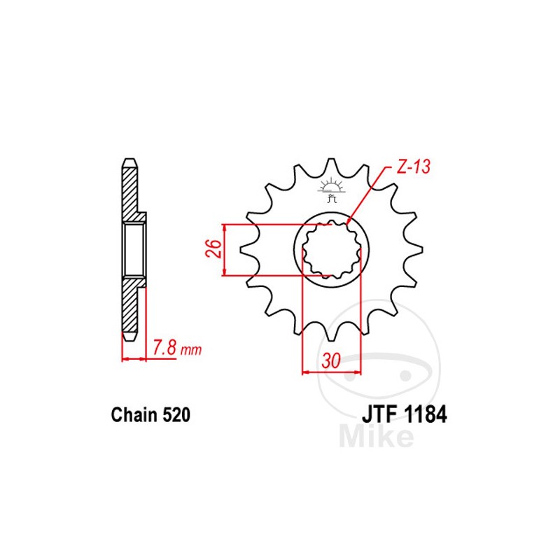 JT SPROCKETS Piñón transmisión engranaje fino 18T 520 Ø26/30 726.04.55