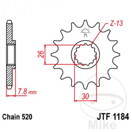 JT SPROCKETS Fine gear transmission pinion 18T 520 Ø26/30 726.04.55