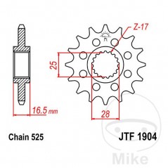 JT SPROCKETS Piñón transmisión racing 17T P-525 ALTN: 7260370 726.15.71