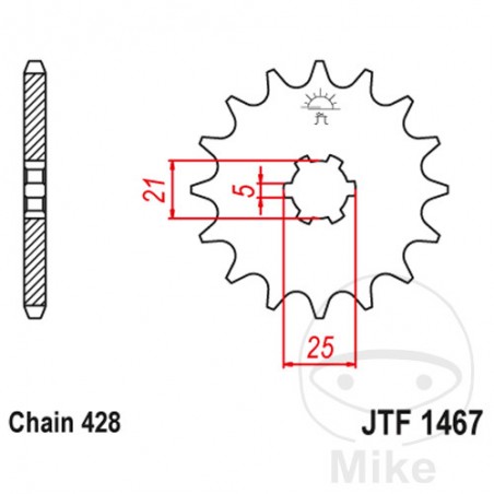 JT SPROCKETS Piñón transmisión engranaje grueso 13T 428 6 Ø21/25 726.04.75