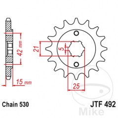 JT SPROCKETS coarse gear transmission pinion 14T P-530 5 Ø21/25MM 726.04.81
