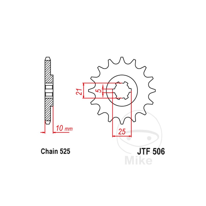JT SPROCKETS Piñón transmisión engranaje grueso 14T 525 5 Ø21/25 726.05.15