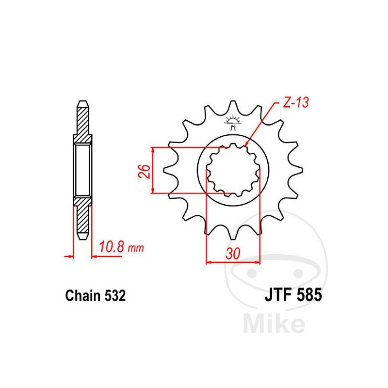 JT SPROCKETS Piñón transmisión engranaje fino 17T 532 Ø26/30 726.05.24