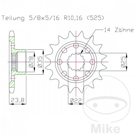 ESJOT Piñón transmisión racing 16T P-525 726.05.27