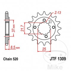 JT SPROCKETS Fine gear transmission pinion 14T P-520 Ø21.6/25MM 726.97.64