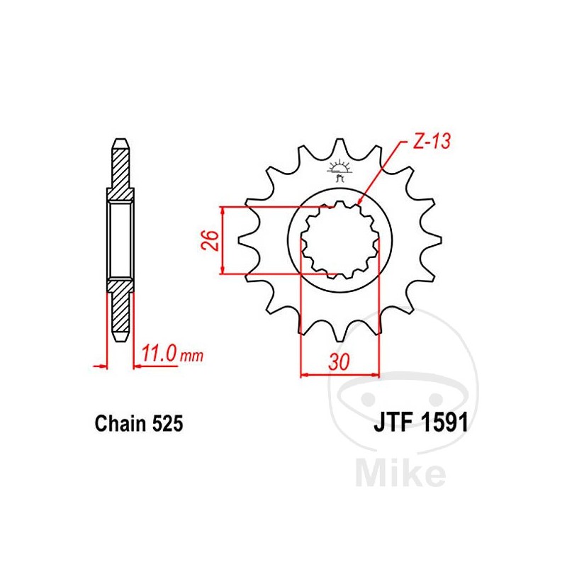 JT SPROCKETS Piñón transmisión 16T P-525 ALTN: 7260366 726.14.15
