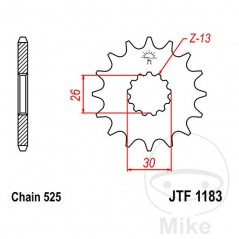 JT SPROCKETS Piñón transmisión engranaje fino 17T P-525 Ø26/30MM 726.16.47