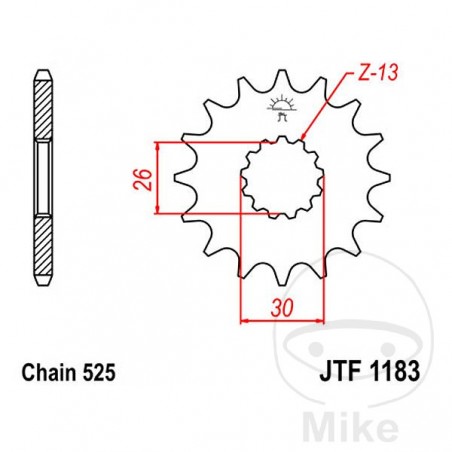 JT SPROCKETS Piñón transmisión engranaje fino 17T P-525 Ø26/30MM 726.16.47