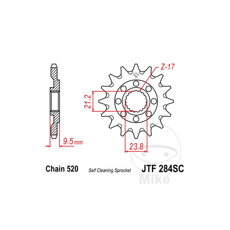 JT SPROCKETS Piñón transmisión racing engranaje fino 13T P-520 Ø21/23.8MM 726.06.31