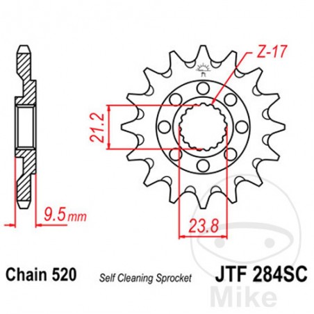 JT SPROCKETS Piñón transmisión racing engranaje fino 13T P-520 Ø21/23.8MM 726.06.31