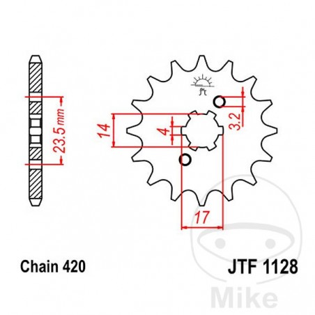 JT SPROCKETS Piñón transmisión engranaje grueso 11T 420 4 Ø14/17 726.06.80
