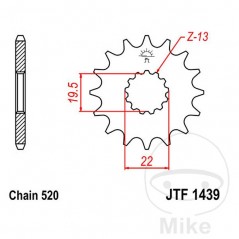 JT SPROCKETS Fine gear transmission pinion 12T P-520 Ø19.5/22MM 726.07.30