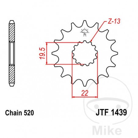 JT SPROCKETS Fine gear transmission pinion 12T P-520 Ø19.5/22MM 726.07.30