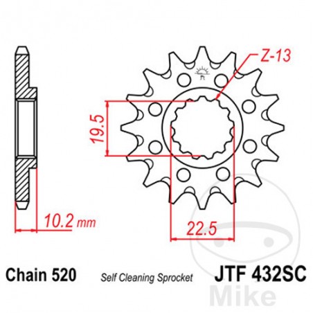 JT SPROCKETS Piñón transmisión racing engranaje fino 13T P-520 Ø19.5/22MM 726.07.63