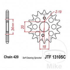 JT SPROCKETS Piñón transmisión racing engranaje fino 14T P-420 Ø18/20MM 726.01.98