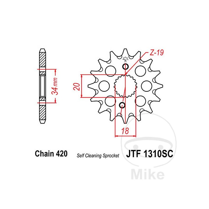JT SPROCKETS Piñón transmisión racing engranaje fino 14T P-420 Ø18/20MM 726.01.98