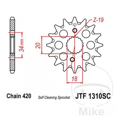 JT SPROCKETS Pinion transmission racing fine gear 14T P-420 Ø18/20MM 726.01.98