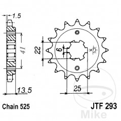 JT SPROCKETS Piñón transmisión engranaje grueso 15T P-525 6 Ø22/25MM 726.62.40