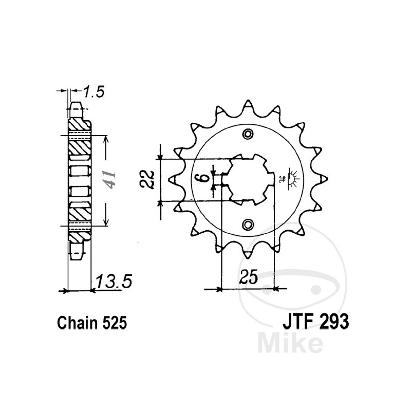 JT SPROCKETS Piñón transmisión engranaje grueso 15T P-525 6 Ø22/25MM 726.62.40