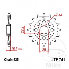 JT SPROCKETS Piñón transmisión racing 15T P-525 ALTN: 7260408 726.09.20