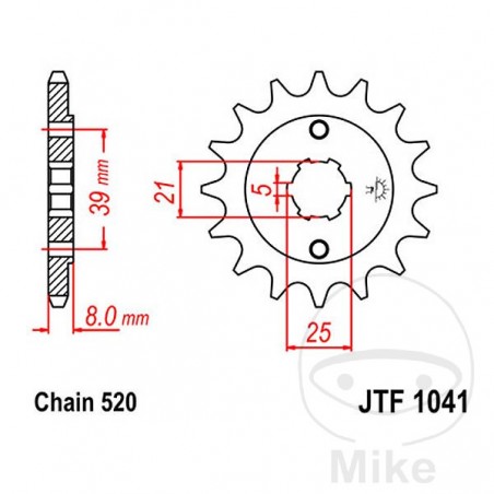 JT SPROCKETS Piñón transmisión engranaje grueso 15T P-520 5 Ø21/25MM 726.02.93