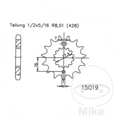 ESJOT Fine gear transmission pinion 17T P-428 Ø17.4/20MM 726.10.29
