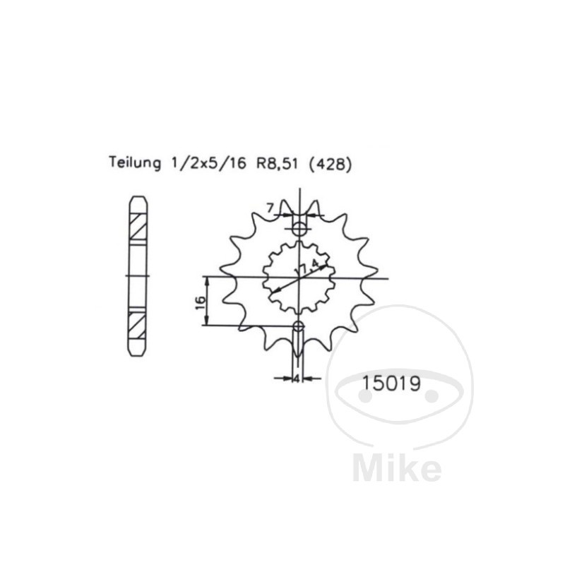 ESJOT Fine gear transmission pinion 17T P-428 Ø17.4/20MM 726.10.29