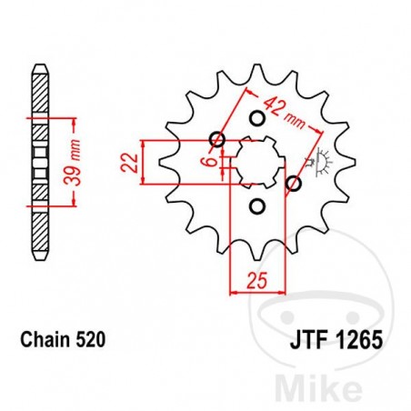 JT SPROCKETS coarse gear transmission pinion 13T P-520 6 Ø22/25MM 726.02.97