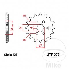 JT SPROCKETS coarse gear transmission pinion 14T P-428 4 Ø14/17MM 726.12.20