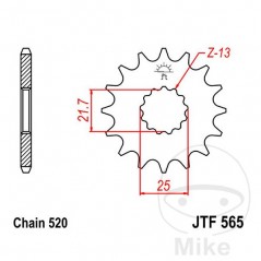 JT SPROCKETS Piñón transmisión engranaje fino 18T P-520 Ø21.7/25MM 726.41.20