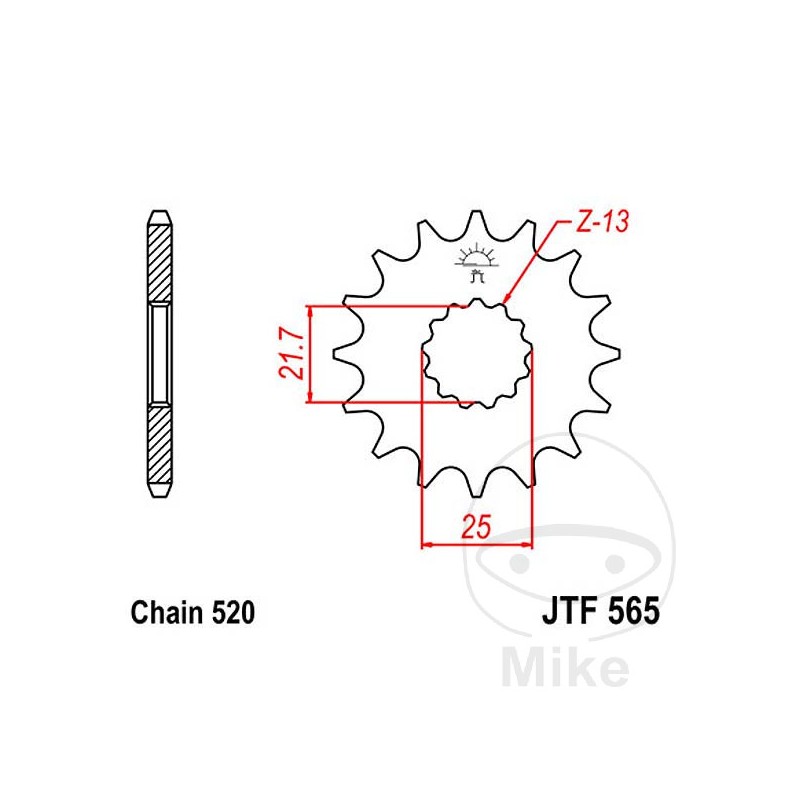 JT SPROCKETS Piñón transmisión engranaje fino 18T P-520 Ø21.7/25MM 726.41.20