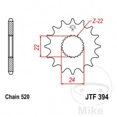 JT SPROCKETS Piñón transmisión engranaje fino 11T P-520 Ø22/24MM 726.40.88