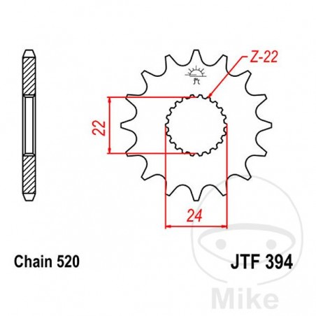 JT SPROCKETS Piñón transmisión engranaje fino 11T P-520 Ø22/24MM 726.40.88