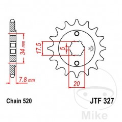 JT SPROCKETS Piñón transmisión engranaje grueso 15T P-520 5 Ø17.5/20MM 726.36.84