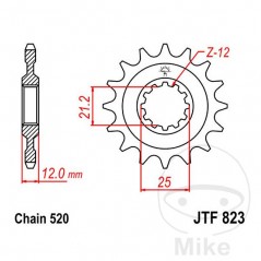 JT SPROCKETS Fine gear transmission pinion 14T P-520 Ø21/25MM 726.14.72