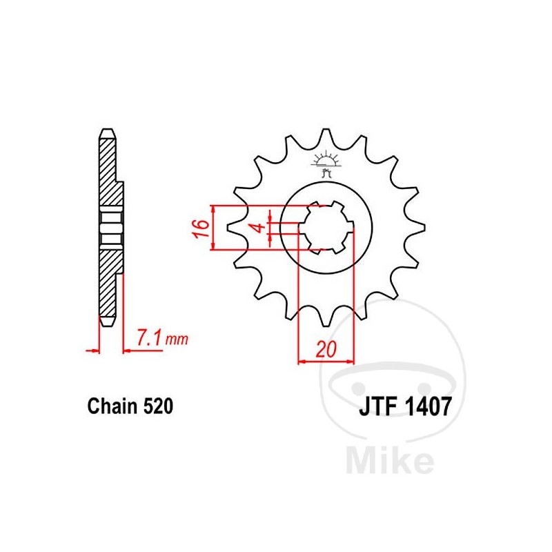 JT SPROCKETS Piñón transmisión engranaje grueso 10T 520 4 Ø16/20 726.16.54