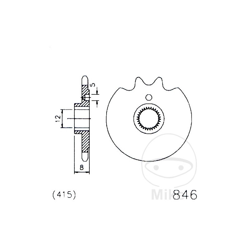 ESJOT Fine gear transmission pinion 13T P-415 Ø12/13MM 726.18.03