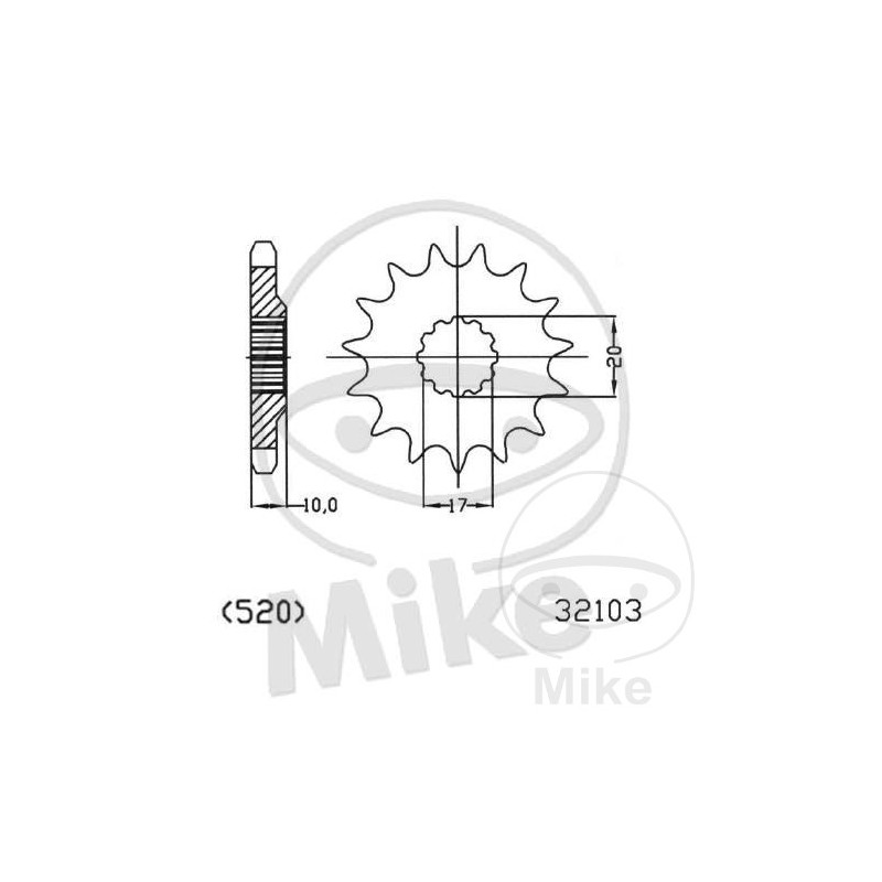 ESJOT Fine gear transmission pinion 12T P-520 Ø17/21MM 726.02.46