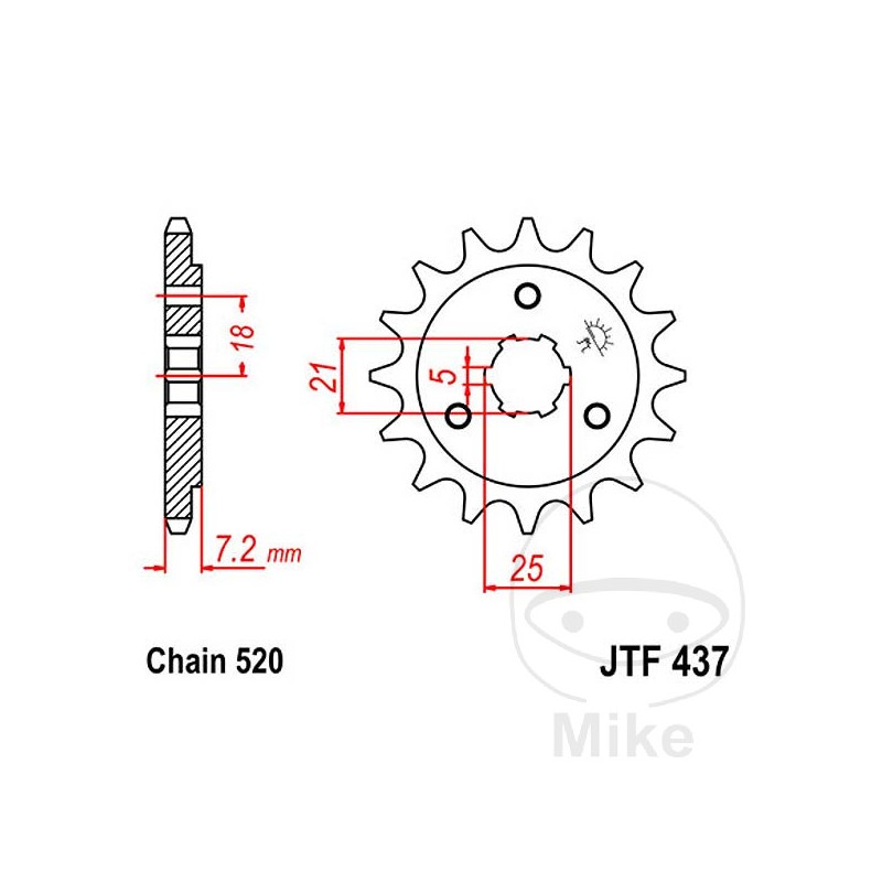 JT SPROCKETS Piñón transmisión engranaje grueso 15T P-520 5 Ø21/25MM 726.11.00