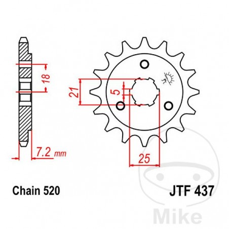 JT SPROCKETS Piñón transmisión engranaje grueso 15T P-520 5 Ø21/25MM 726.11.00