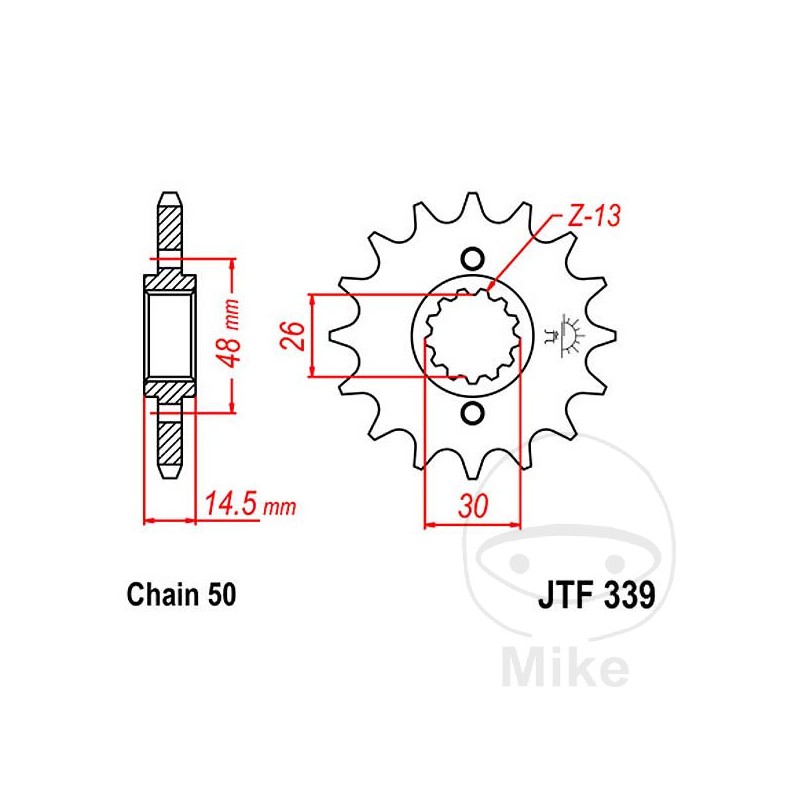 JT SPROCKETS Fine gear transmission pinion 15T P-530 Ø26/30MM 726.40.47