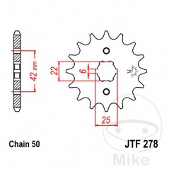 JT SPROCKETS coarse gear transmission pinion 16T P-530 6 Ø22/25MM 726.21.16