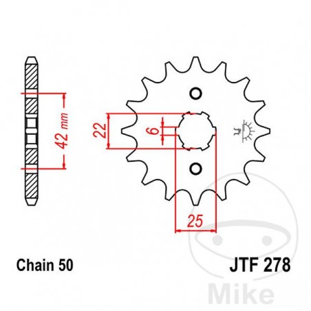 JT SPROCKETS coarse gear transmission pinion 16T P-530 6 Ø22/25MM 726.21.16