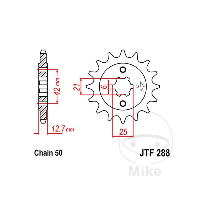 JT SPROCKETS Piñón transmisión engranaje grueso 17T P-530 6 Ø21/25MM 726.21.57